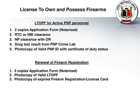 License To Own and Possess Firearms Renewal.